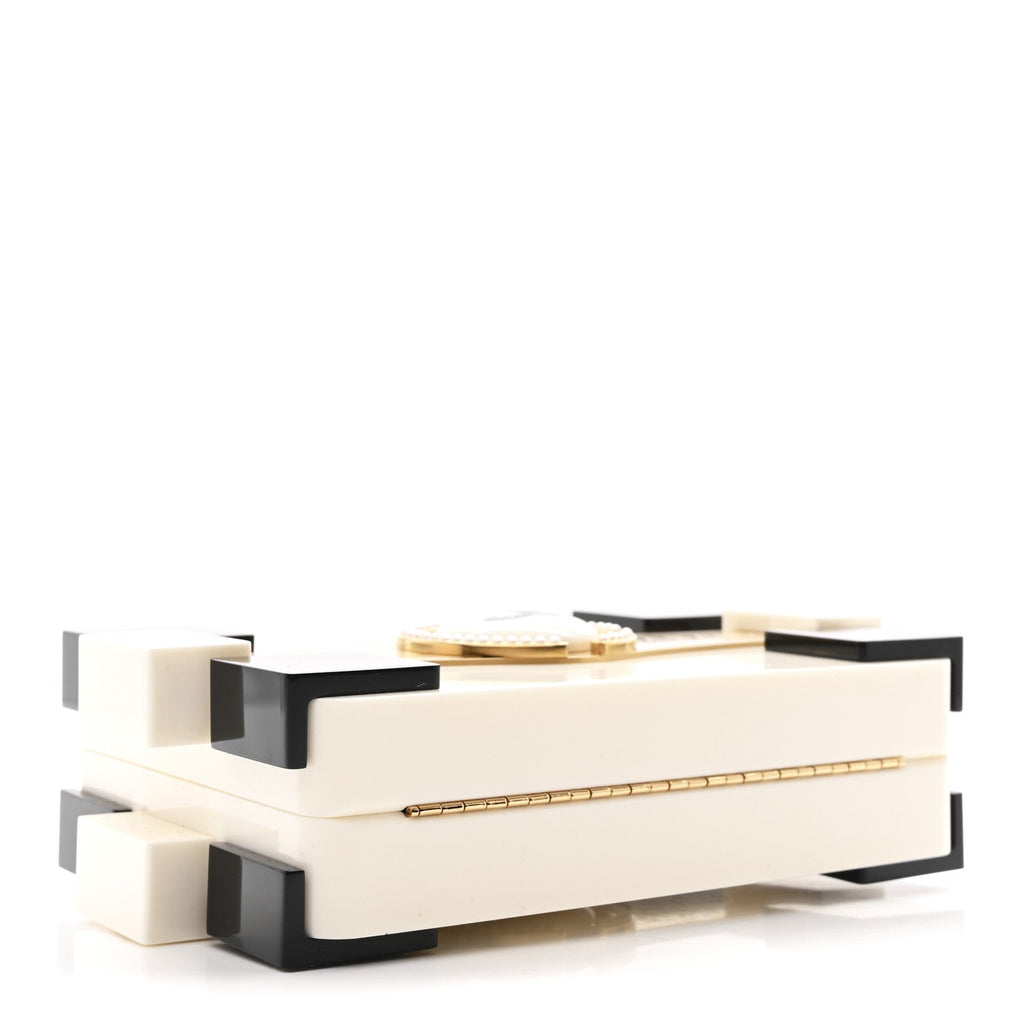 Chanel Plexiglass Boy Brick Havana by Night Clutch White Black