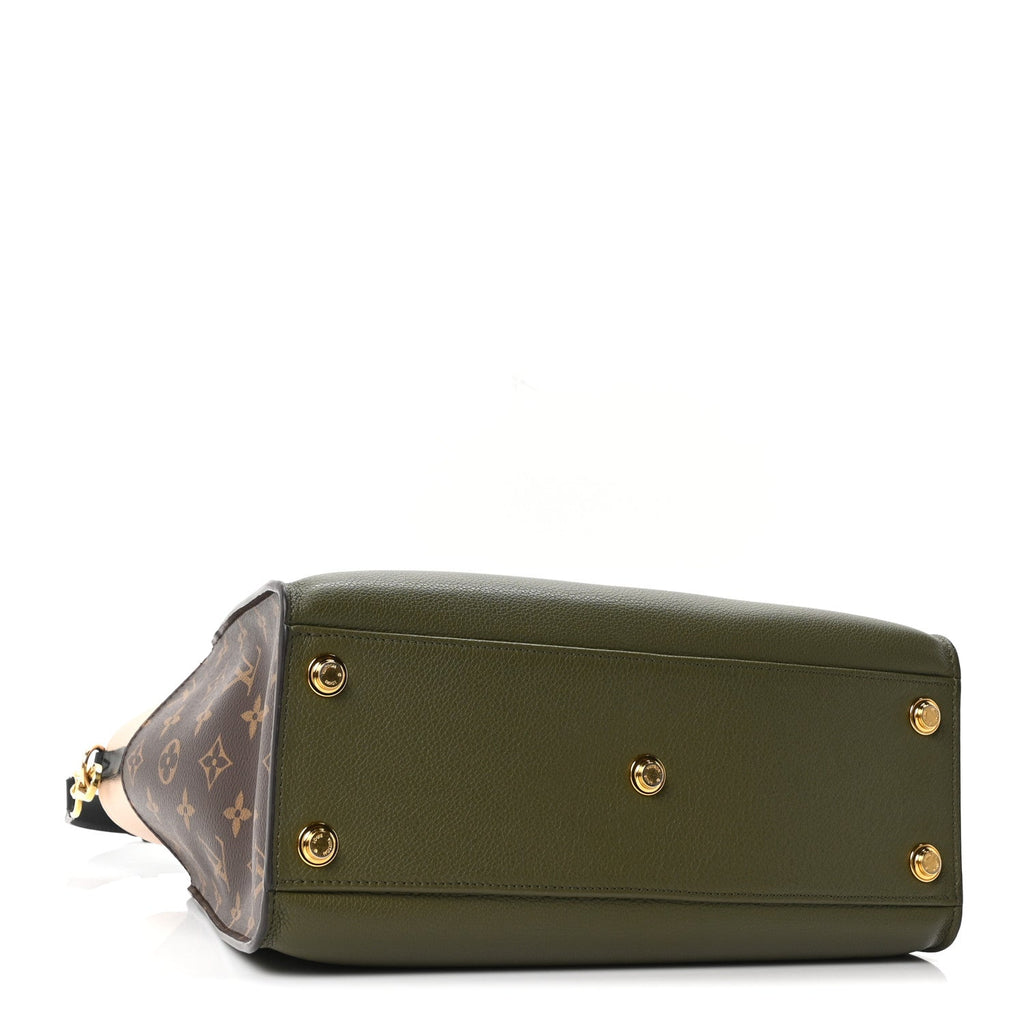 Louis Vuitton Calfskin Monogram On My Side MM Laurier Green Toffee Latte Beige