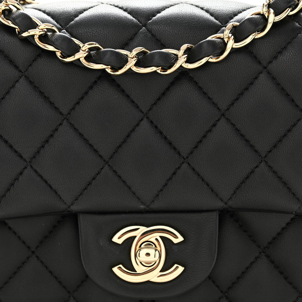 Chanel Lambskin Quilted Mini Square Flap Black