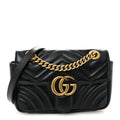 Gucci Calfskin Matelasse Small GG Marmont Shoulder Bag Black