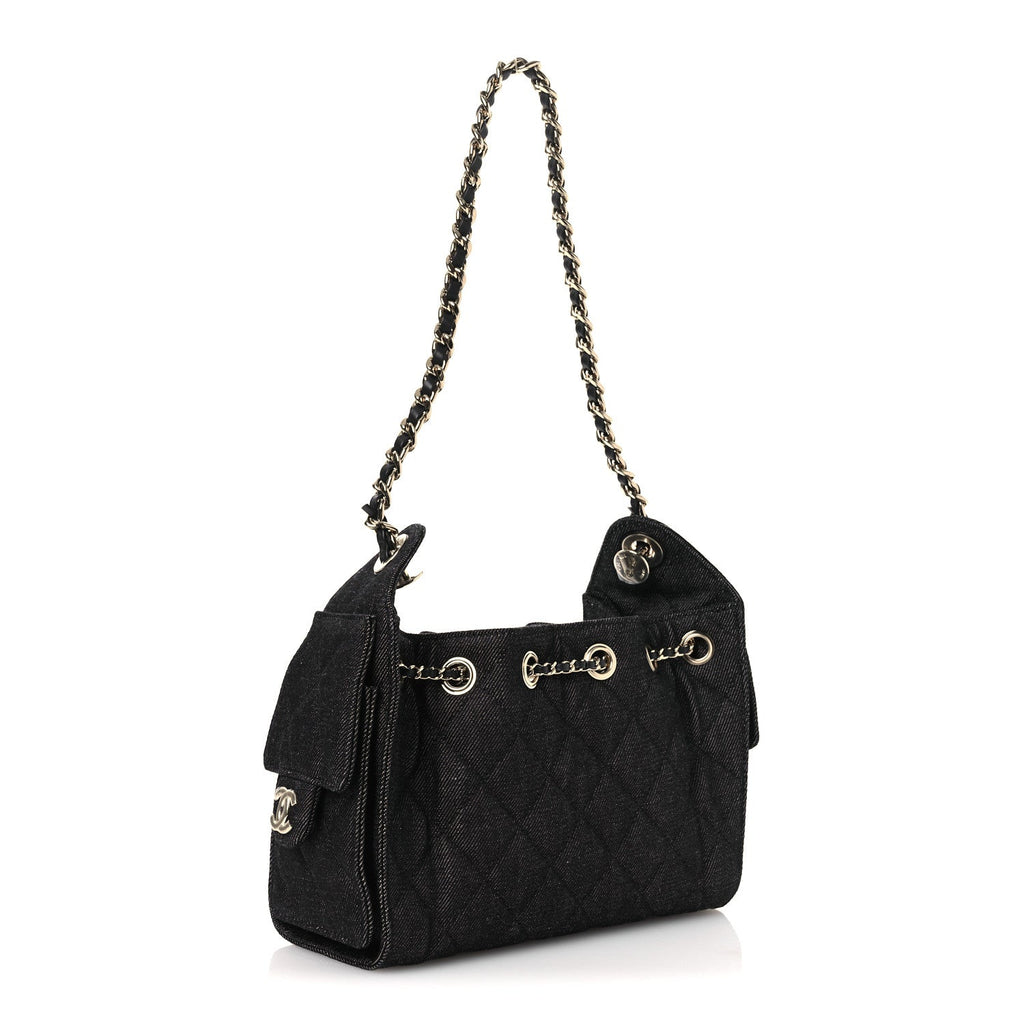 Chanel Denim Quilted Mini Chanel 25 Handbag Dark Blue
