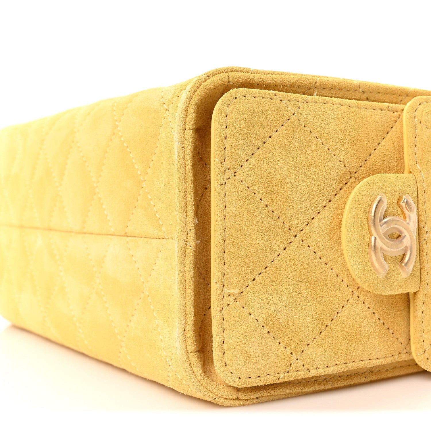 Chanel Suede Quilted Mini Chanel 25 Handbag Yellow