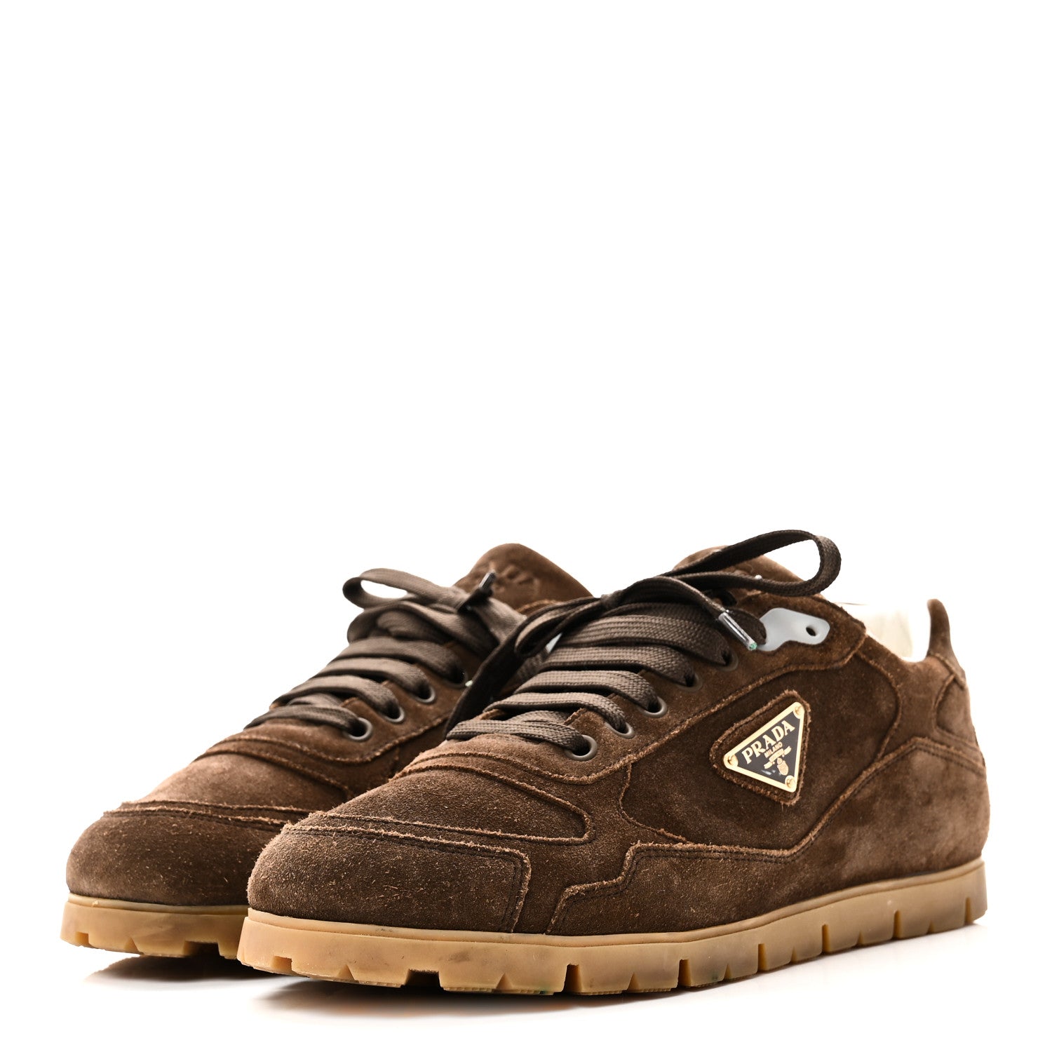 Prada Scamosciato Suede Triangle Mens Trail Sneakers 7 Moro