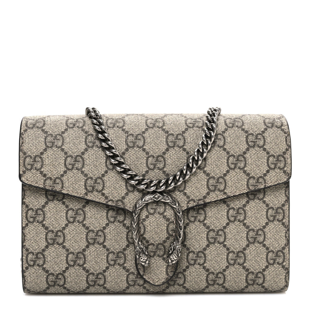 Gucci GG Supreme Monogram Mini Dionysus Chain Wallet Beige Taupe