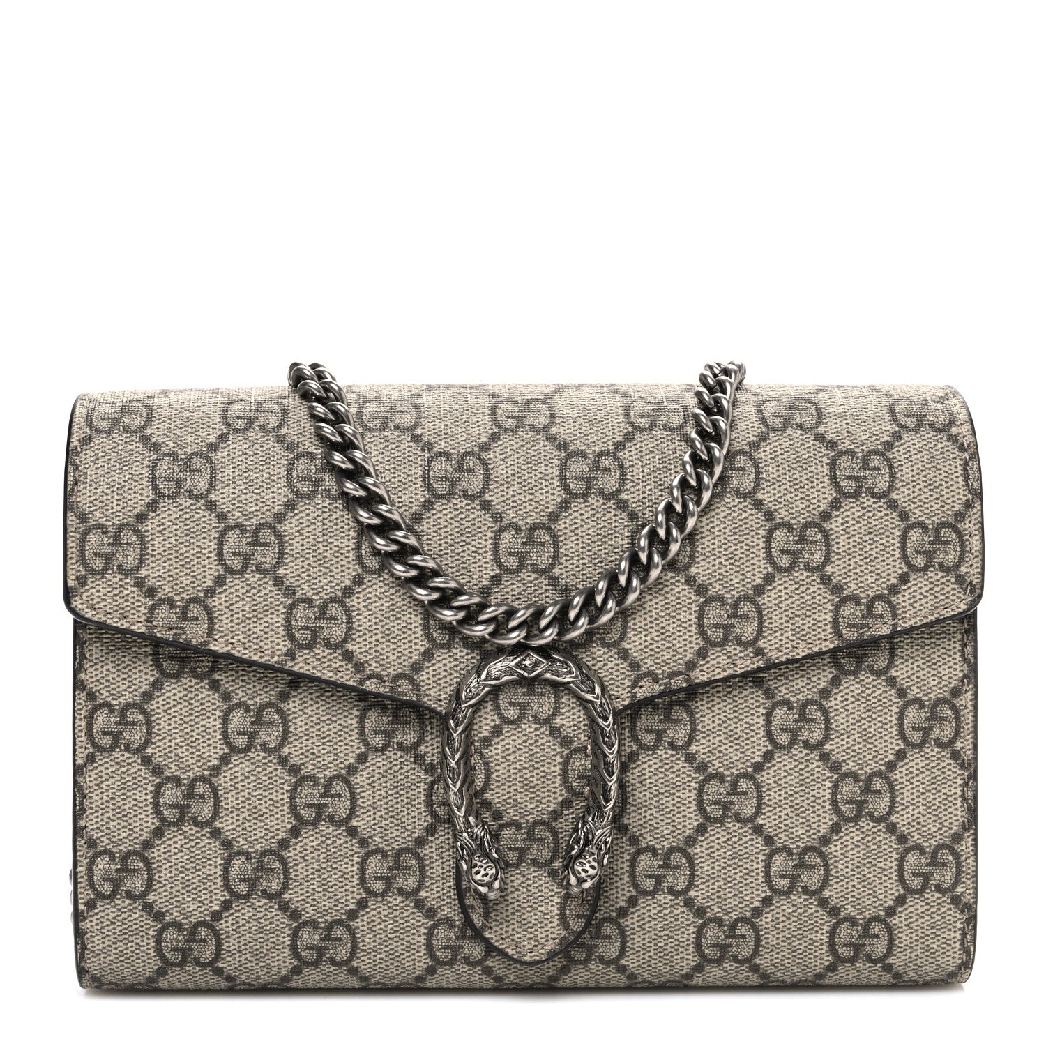 Gucci GG Supreme Monogram Mini Dionysus Chain Wallet Beige Taupe