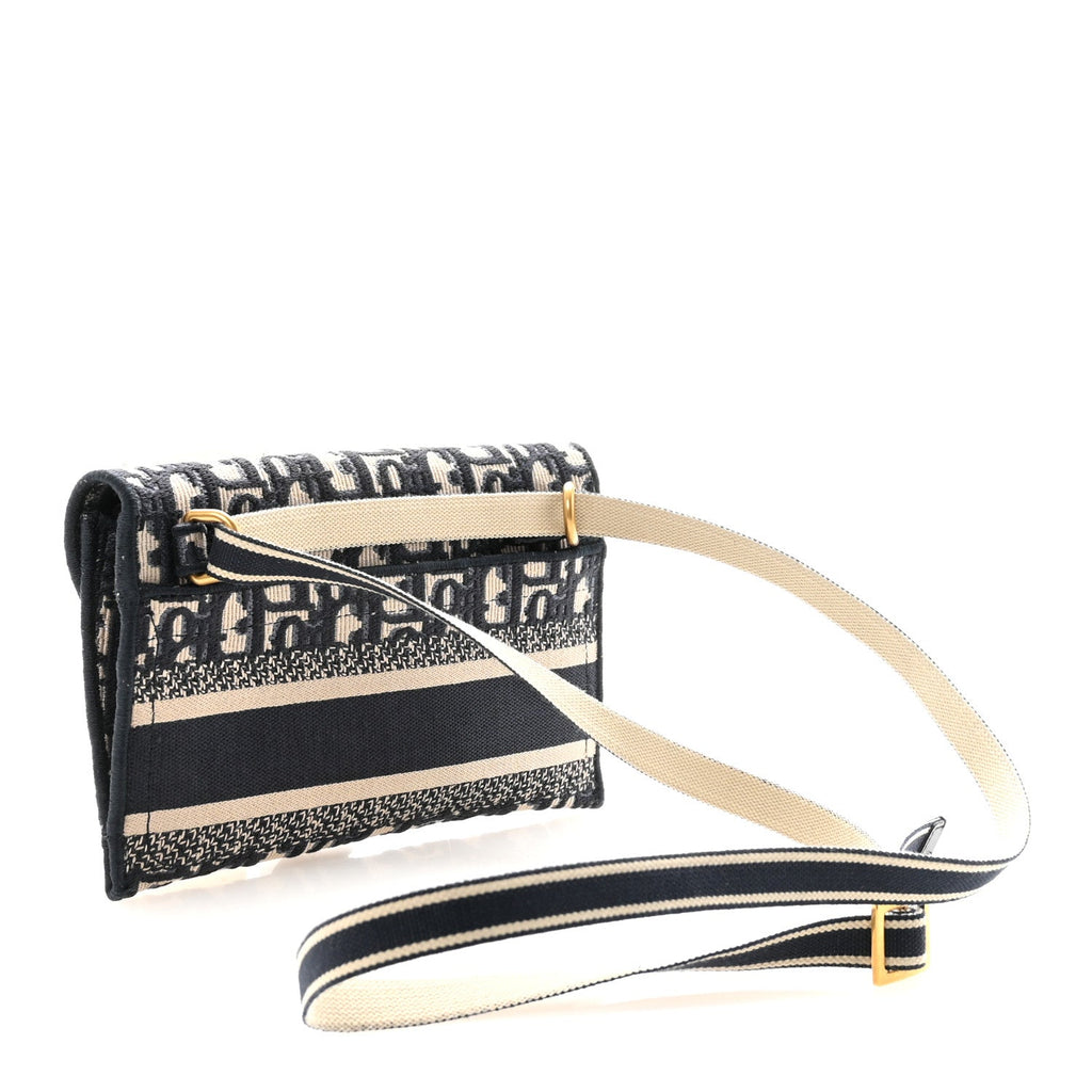 Christian Dior Oblique Slim Saddle Pouch Blue