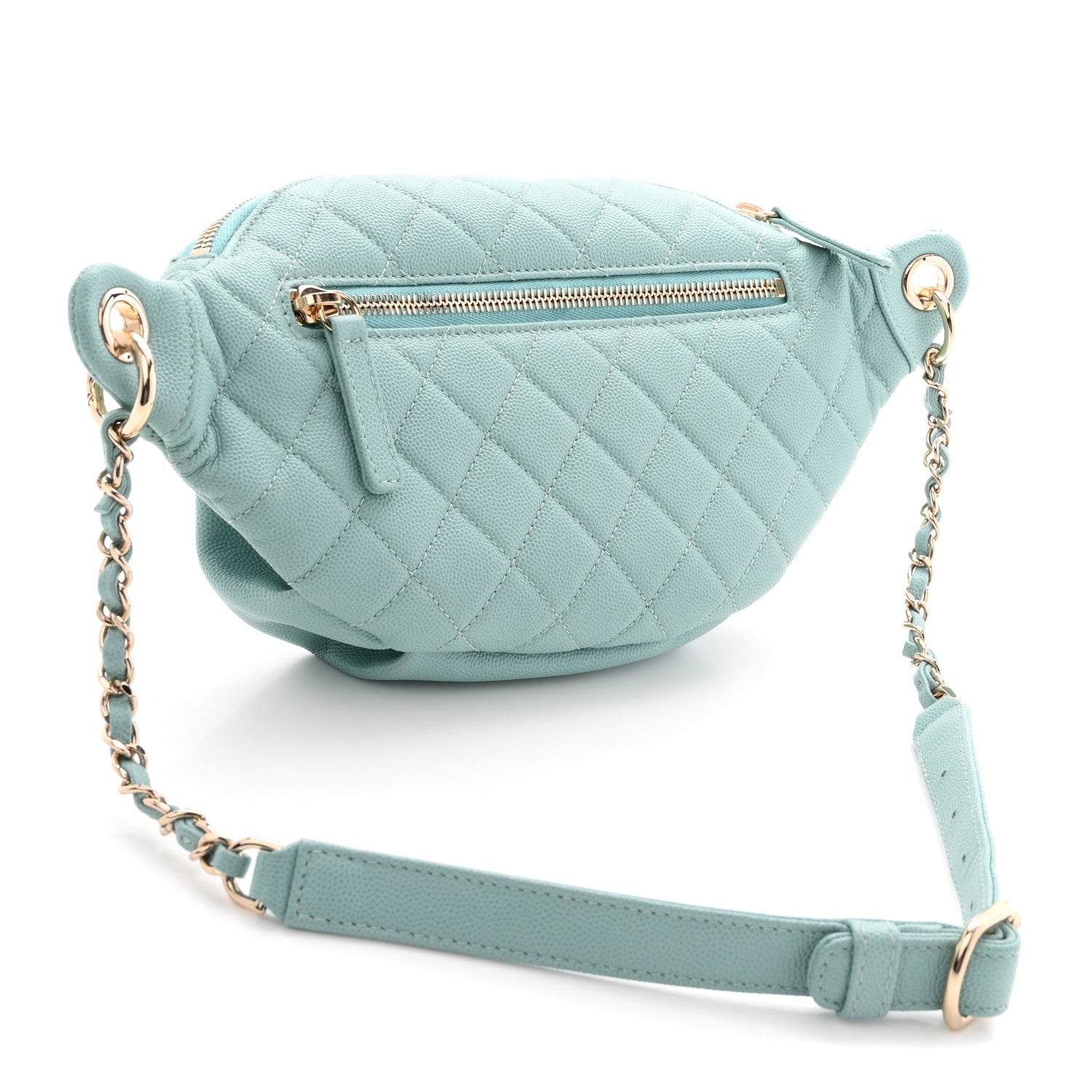 Chanel Caviar Quilted Filigree Waist Bag Light Blue