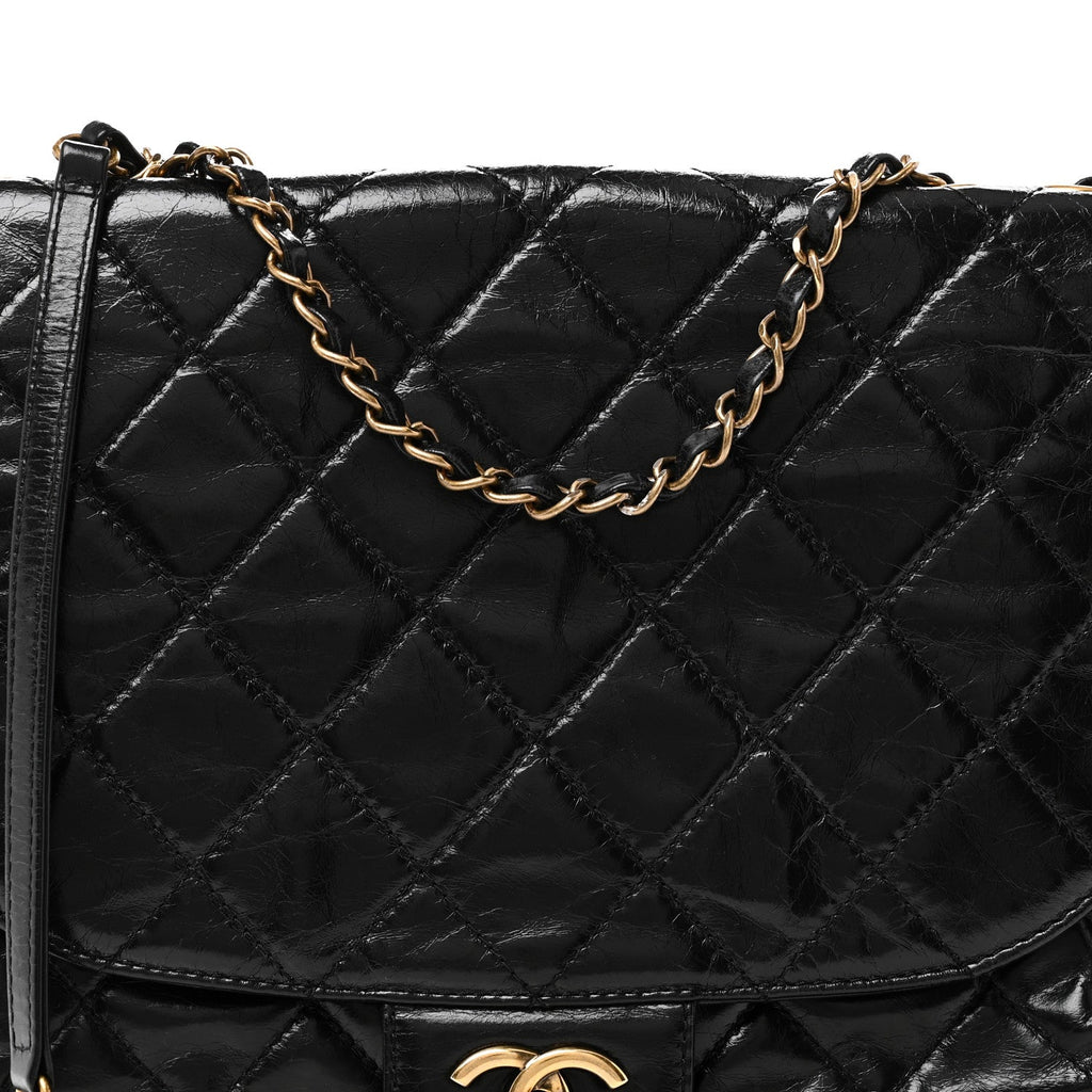 Chanel Glazed Calfskin Quilted Medium Bubble CC Flap Black