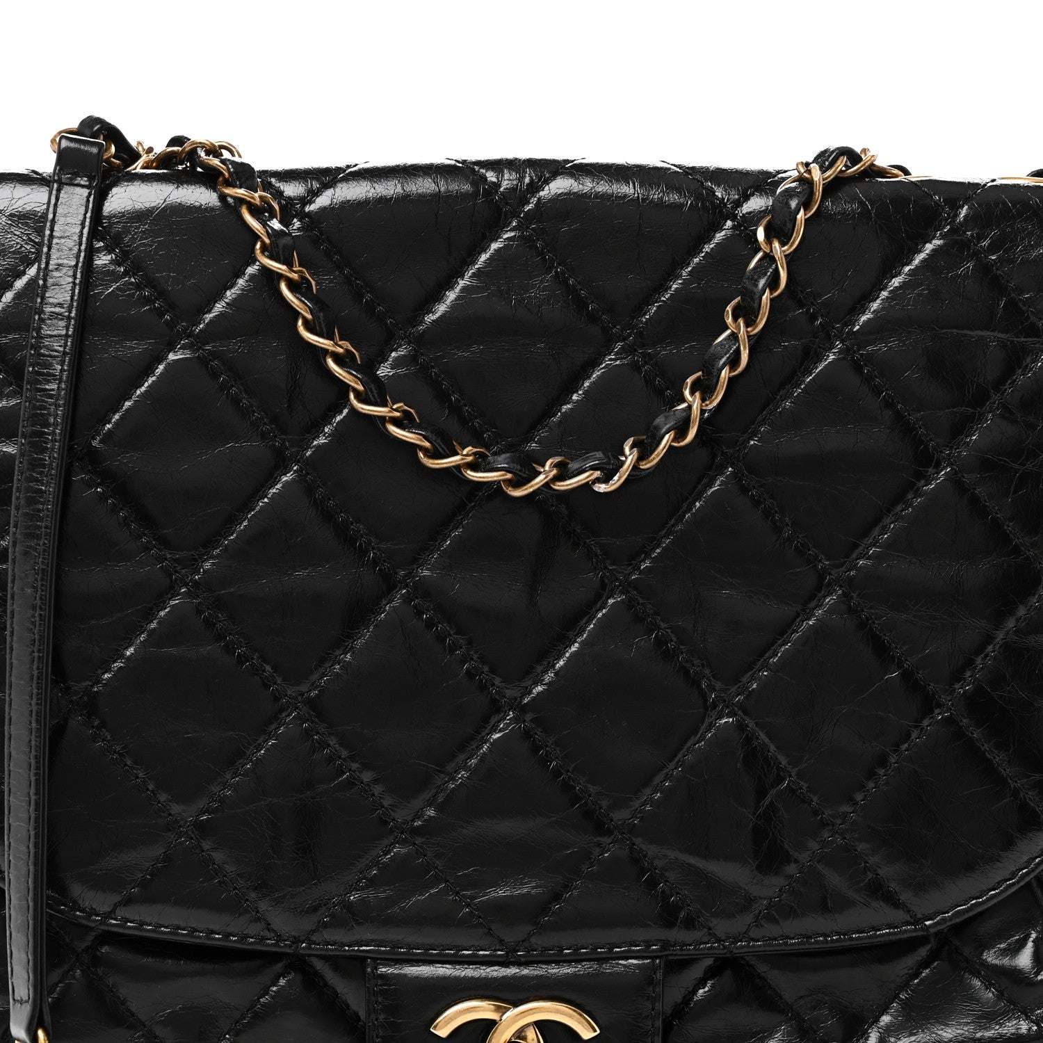 Chanel Glazed Calfskin Quilted Medium Bubble CC Flap Black