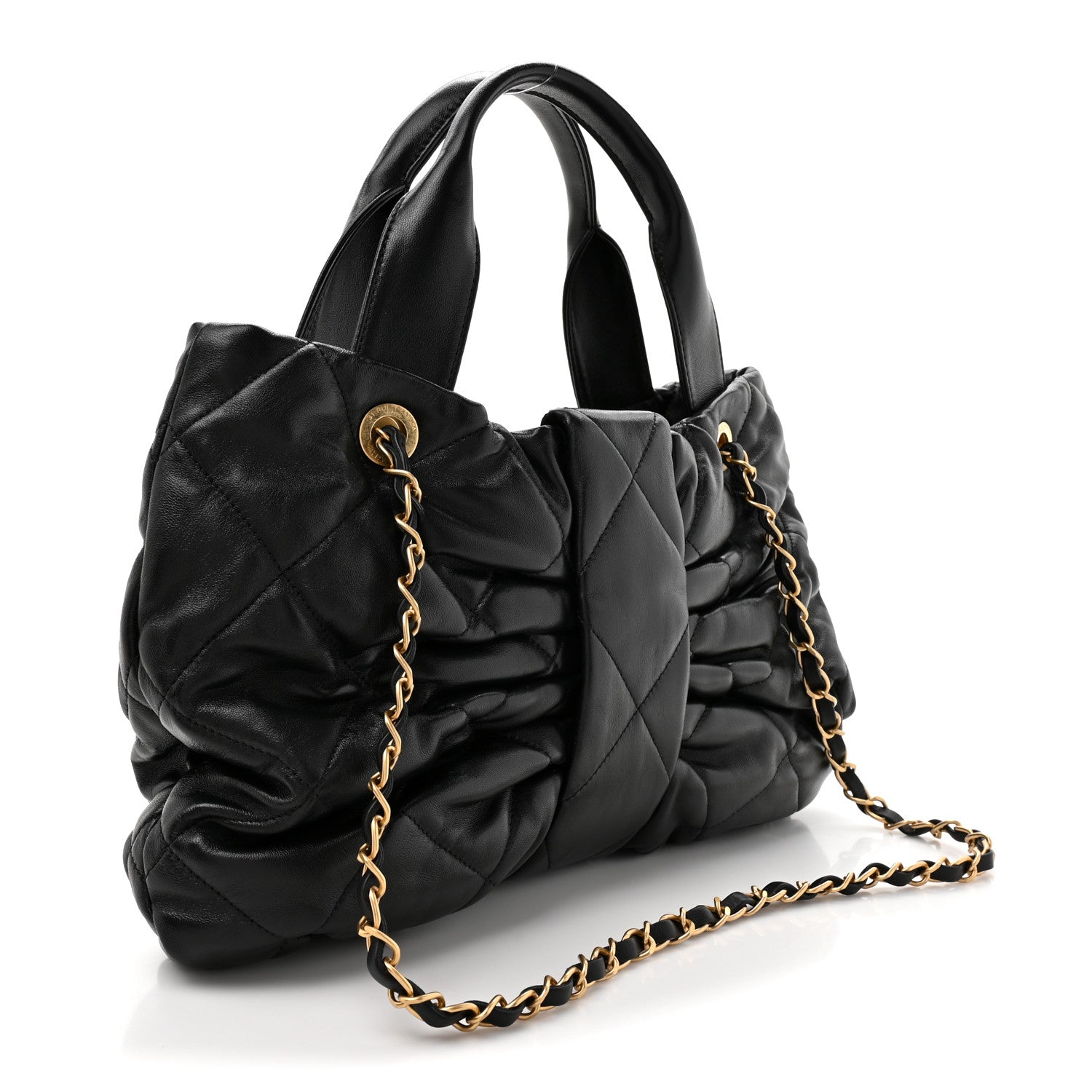 Chanel Lambskin Quilted Bow Bag Black