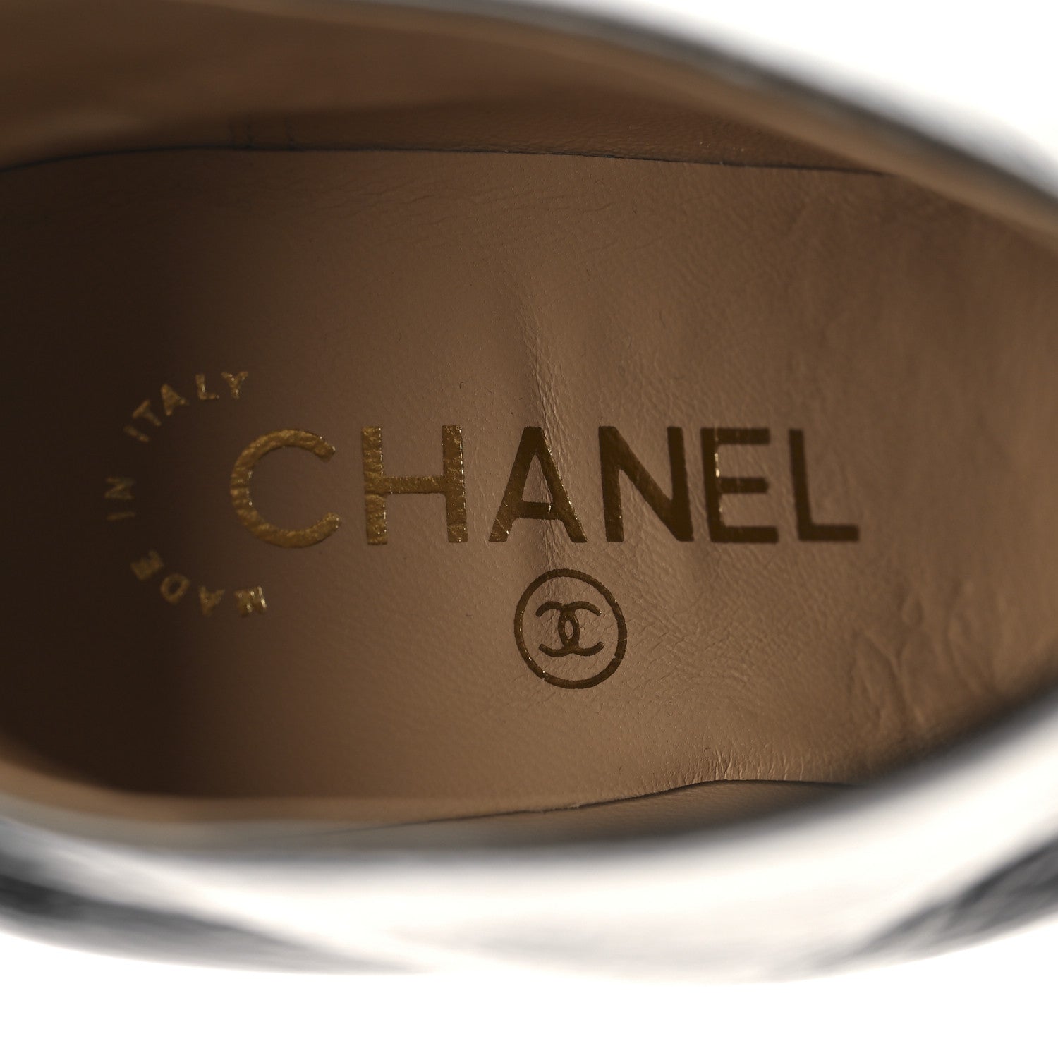 Chanel Shiny Crumpled Calfskin CC Cap Toe Ankle Boots 35.5 Black