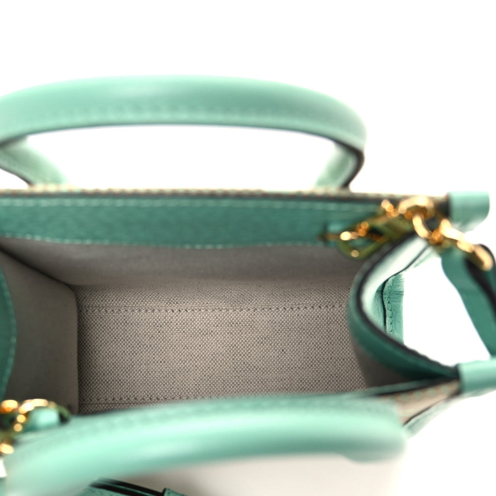 Gucci Monogram Jumbo GG Textured Dollar Calfskin Mini Tote Bag Pepperlight Mint
