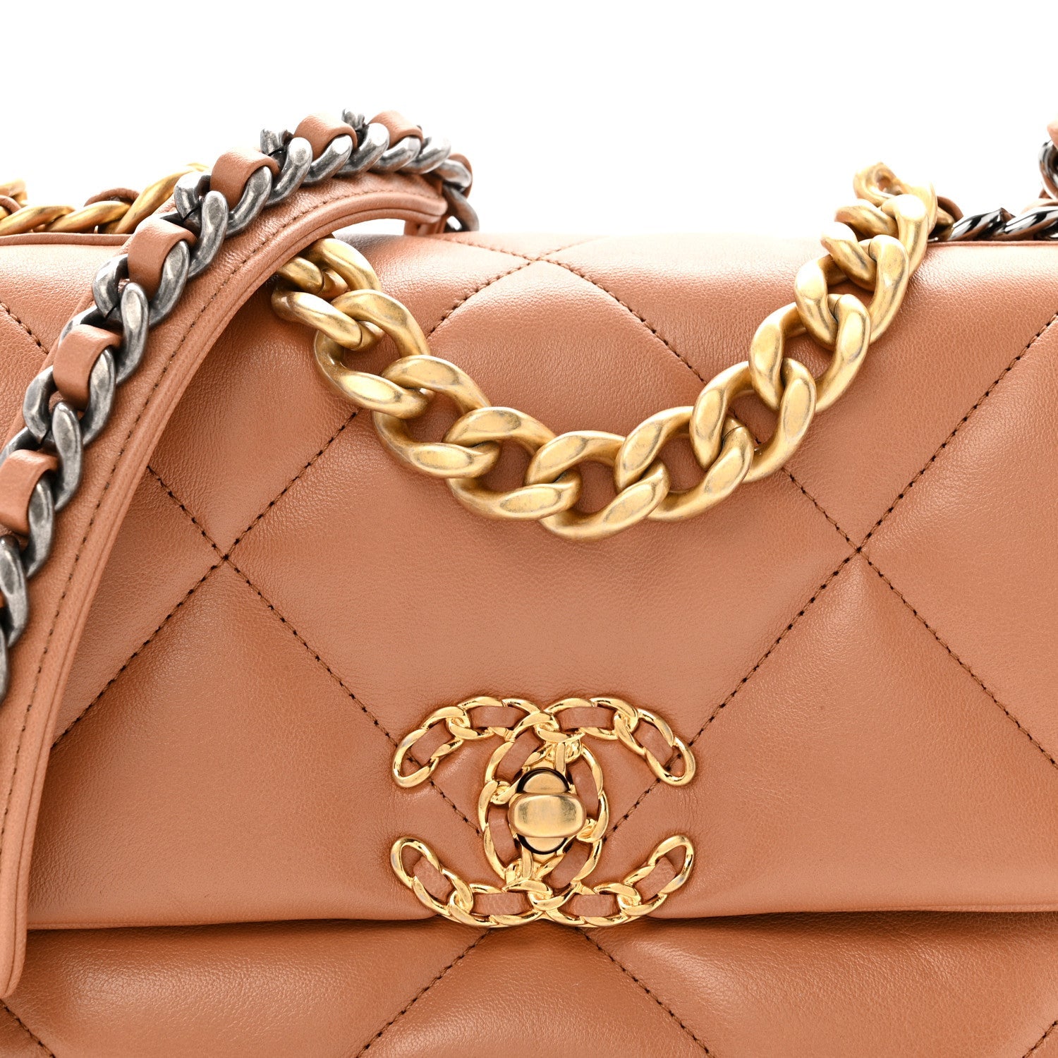 Chanel Lambskin Quilted Medium Chanel 19 Flap Brown