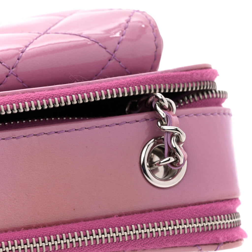 Chanel Patent Quilted Small Pocket Box Camera Case Purple