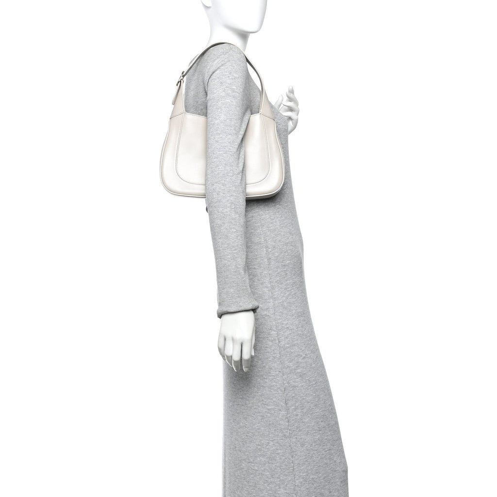 Gucci Ancora Calfskin Web Small Jackie Shoulder Bag Light Grey