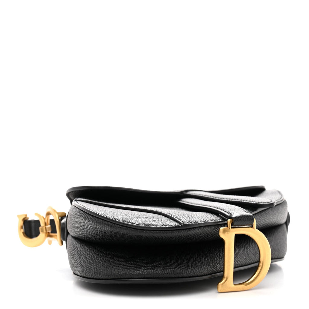 Christian Dior Grained Calfskin Mini Saddle Bag Black