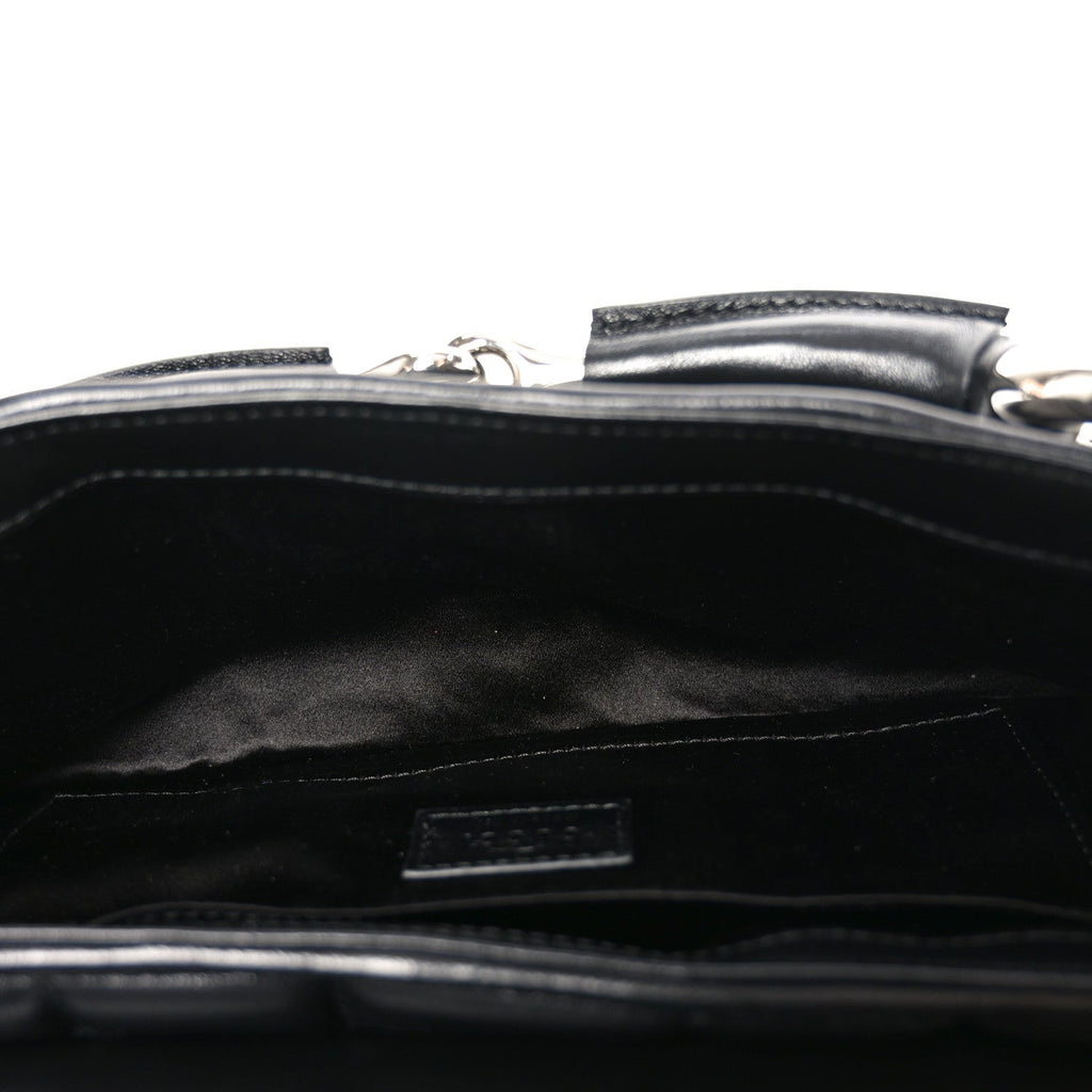 Gucci Nappa Vertical Matelasse Medium Maxi Horsebit Chain Shoulder Bag Black