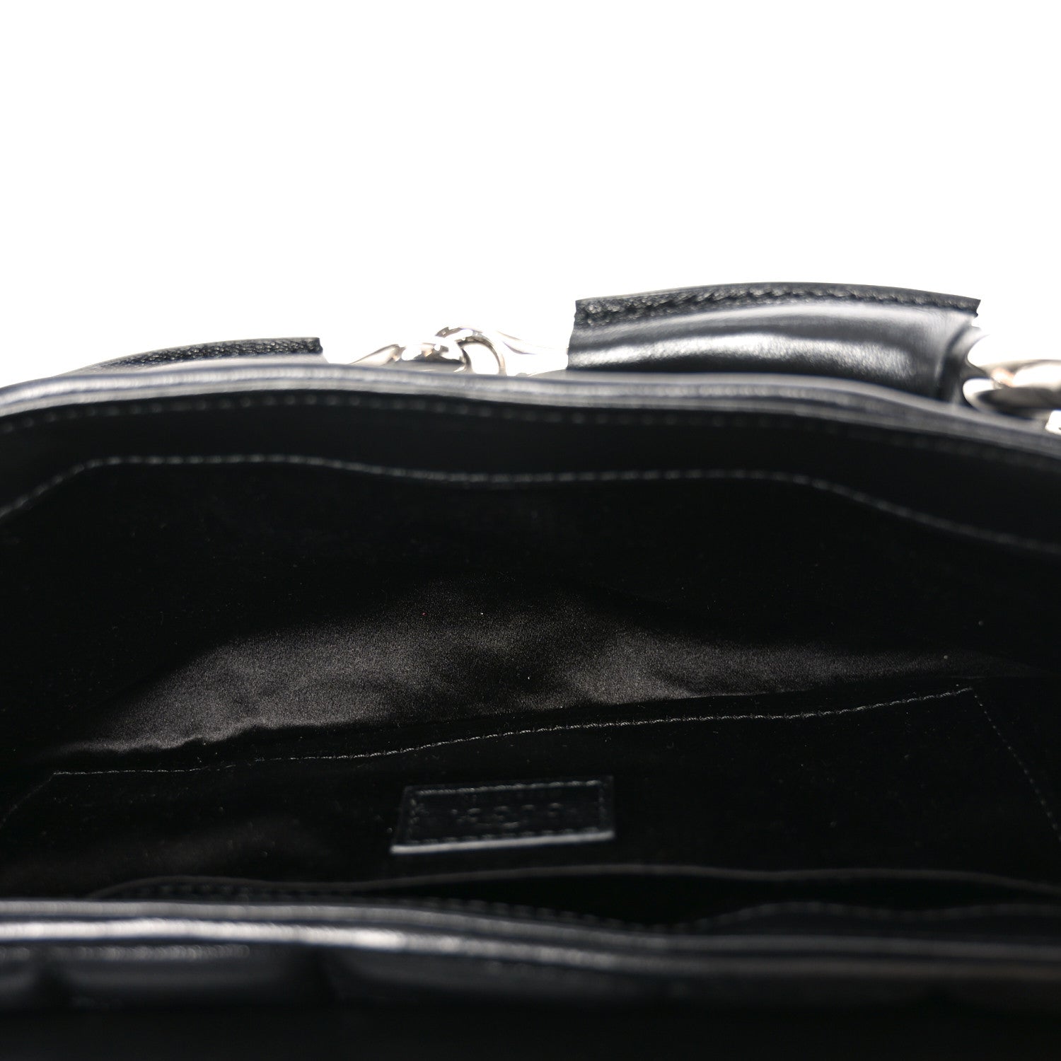 Gucci Nappa Vertical Matelasse Medium Maxi Horsebit Chain Shoulder Bag Black