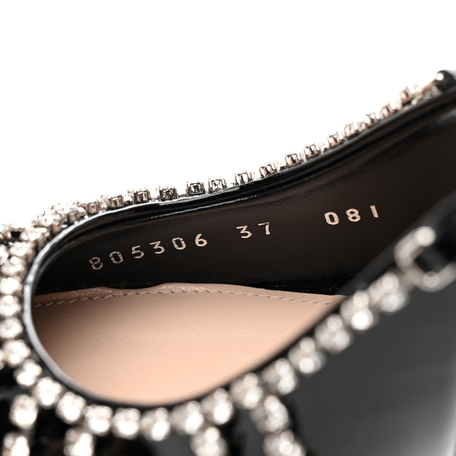 Gucci Vernice Crystal Embellished Guinevere Slingback Pumps 37 Black