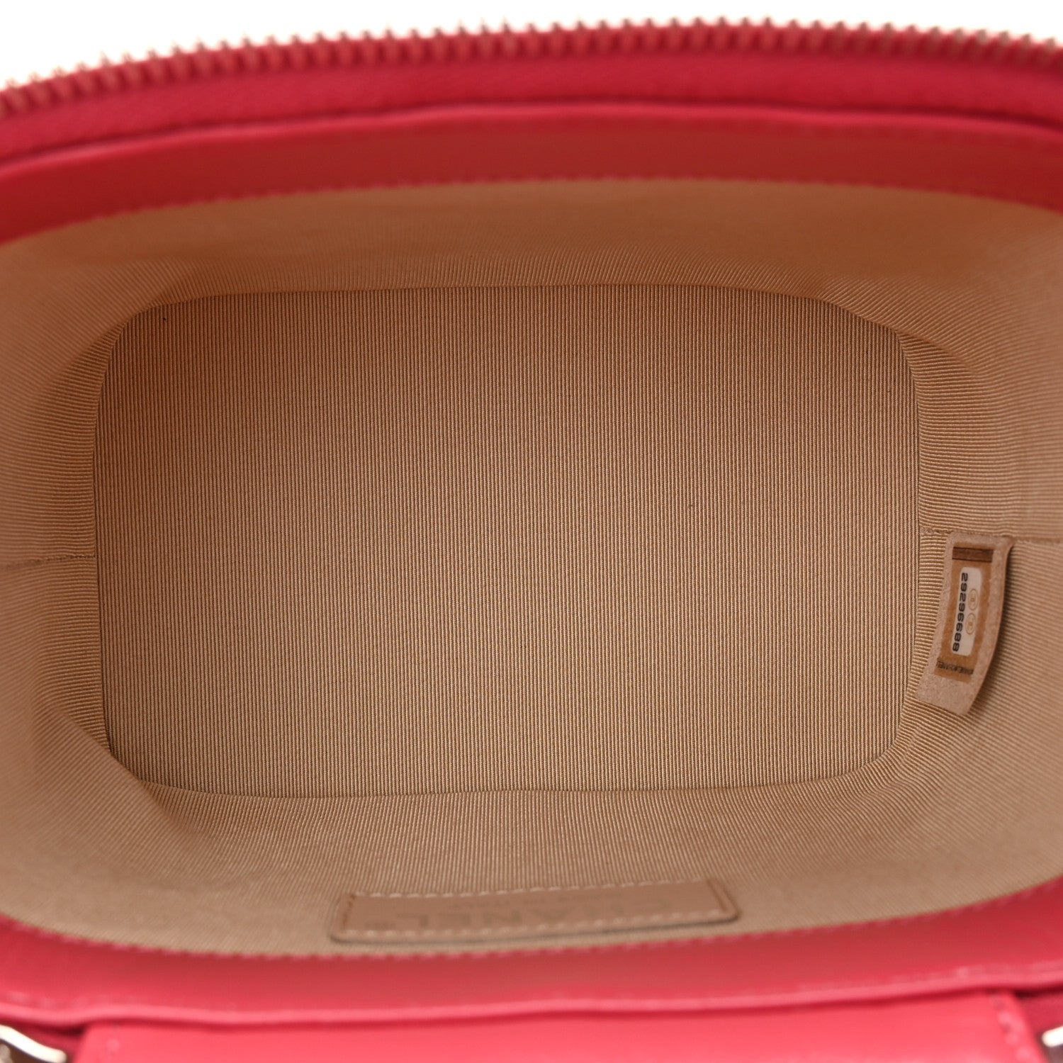 Chanel Calfskin Raffia Small Take Away Vanity Case Bag Pink Beige