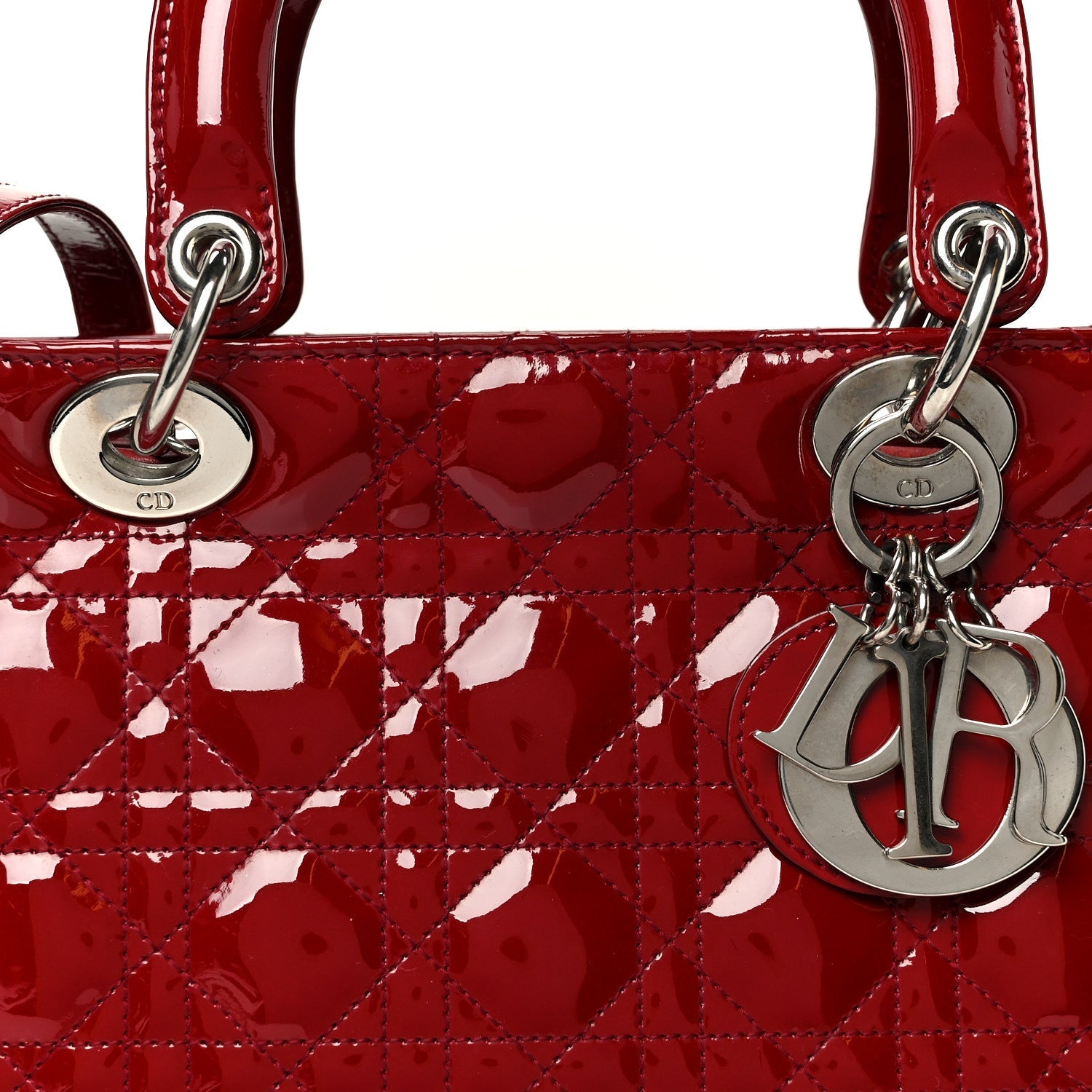 Christian Dior Patent Cannage Medium Lady Dior Red