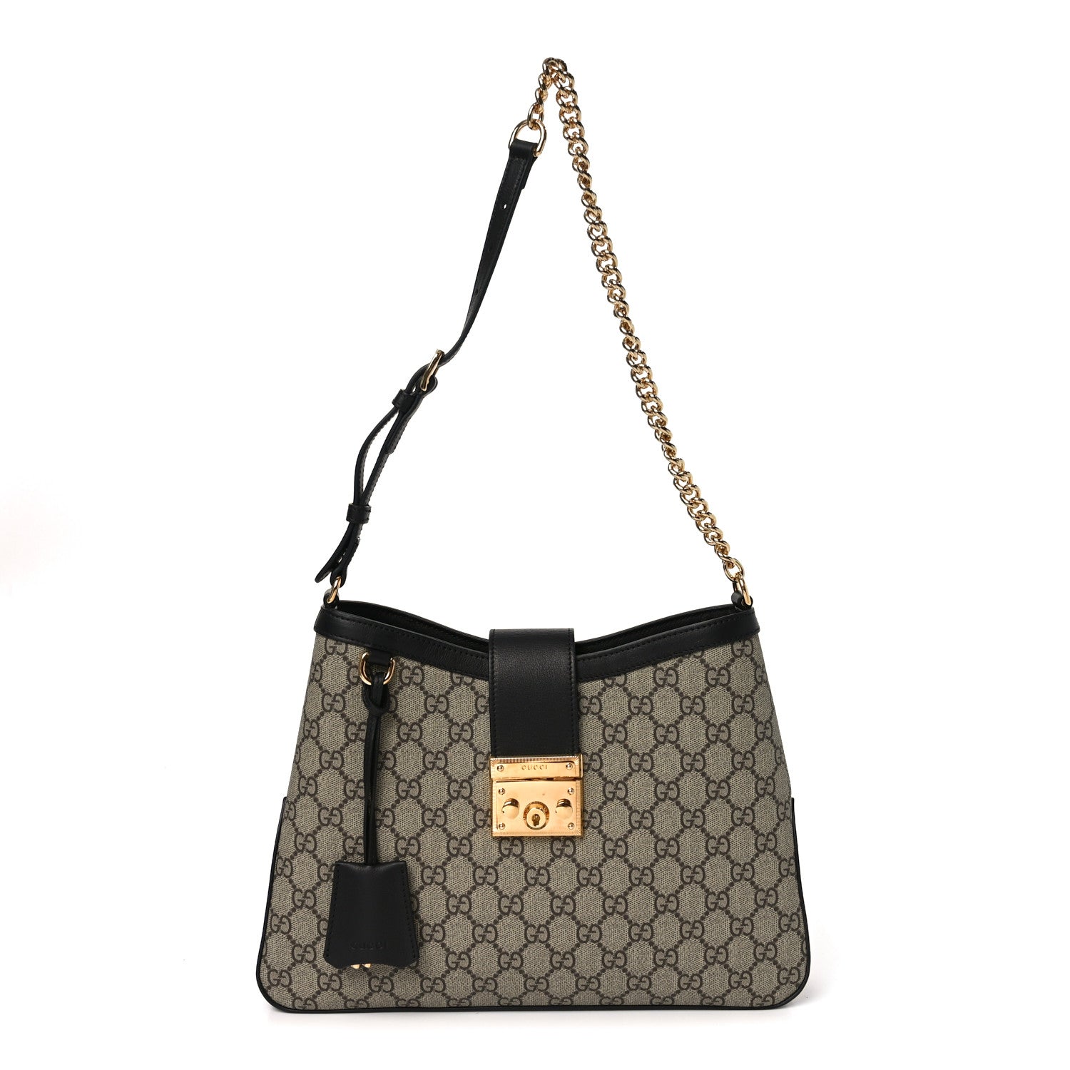 Gucci GG Supreme Monogram Medium Padlock Shoulder Bag Black