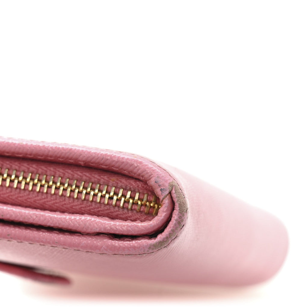 Prada Saffiano Metal Compact Wallet Geranio