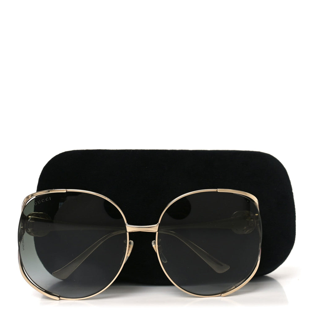 Gucci Metal Oversized Round Frame GG0225S Sunglasses Gold