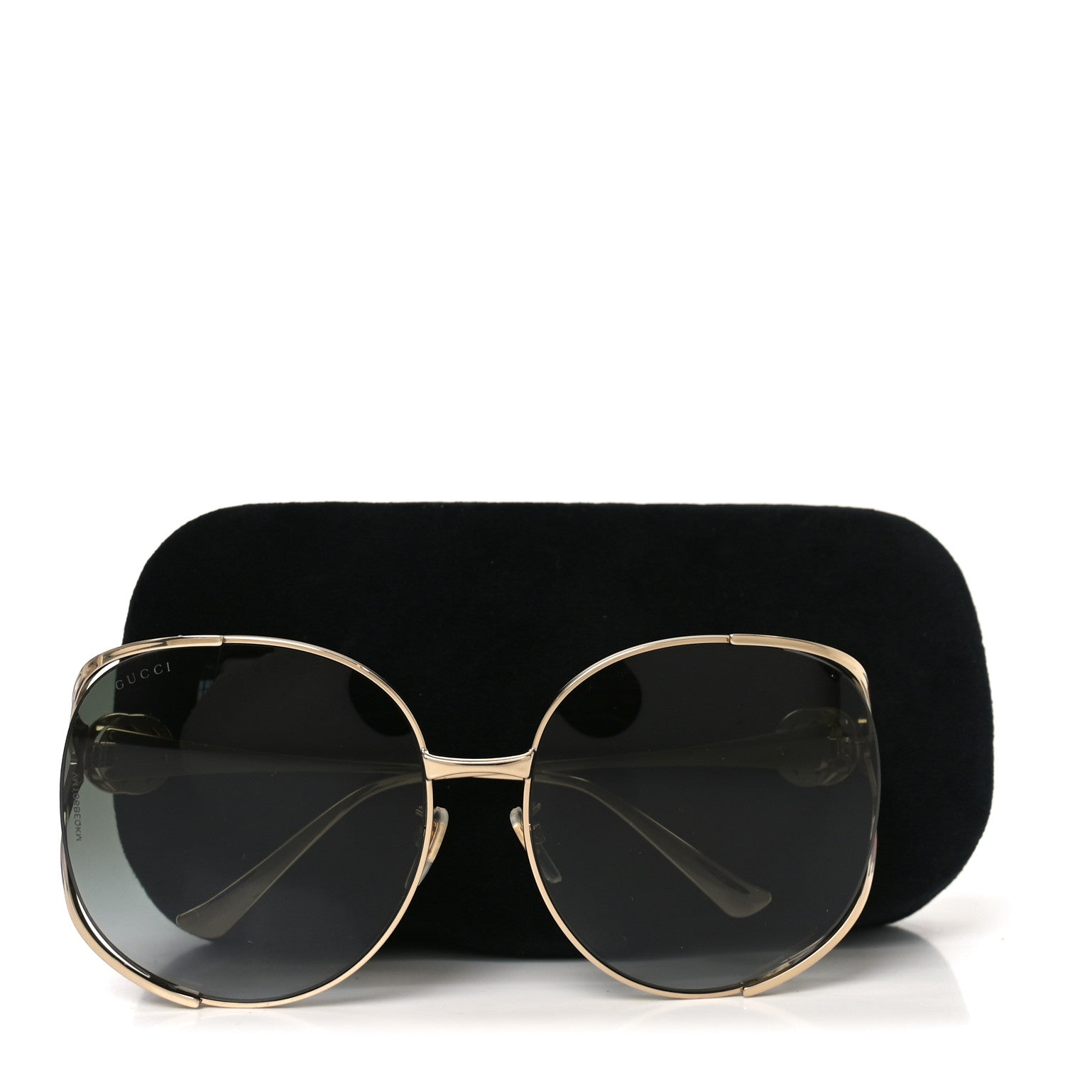 Gucci Metal Oversized Round Frame GG0225S Sunglasses Gold