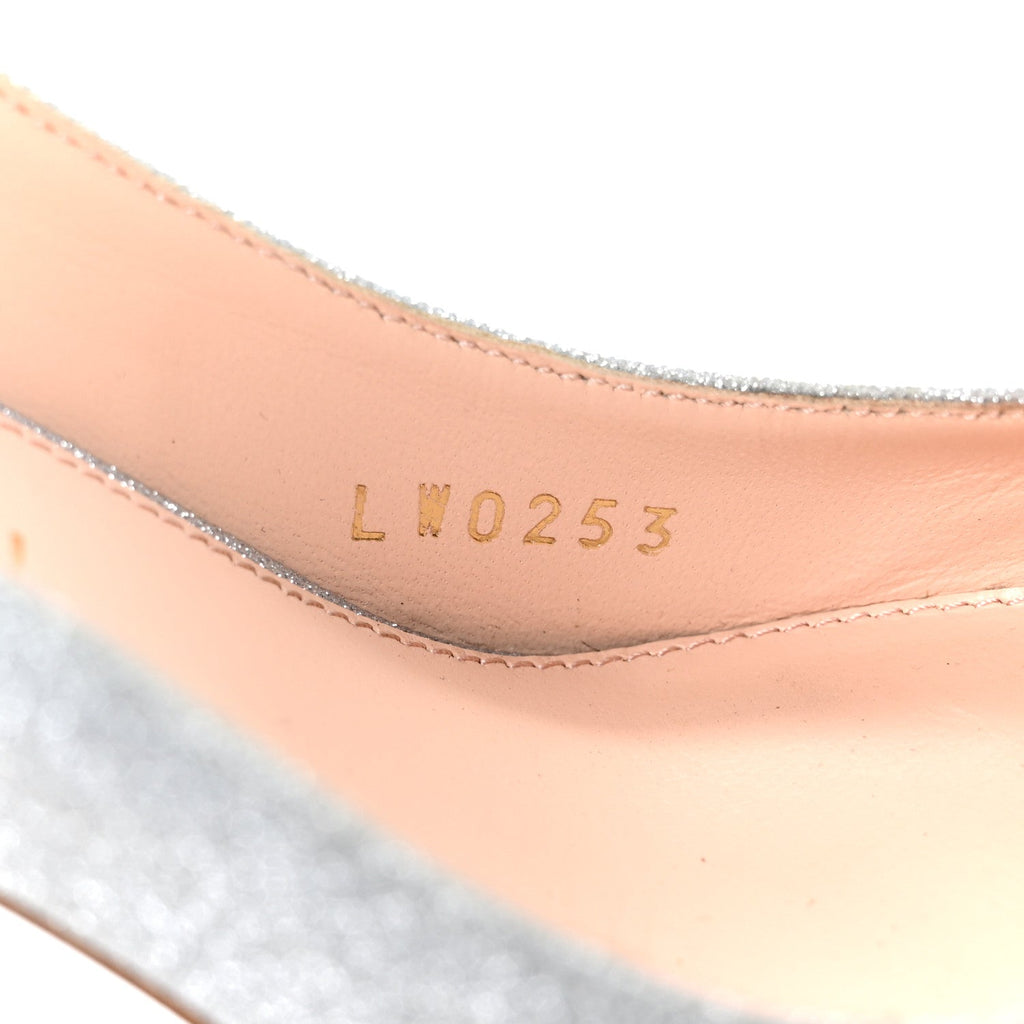 Louis Vuitton Glitter Fabric Blossom Pumps 37 Silver