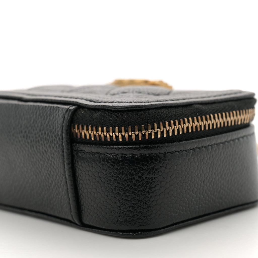 Chanel Caviar Quilted Mini Boy Clutch With Chain Black