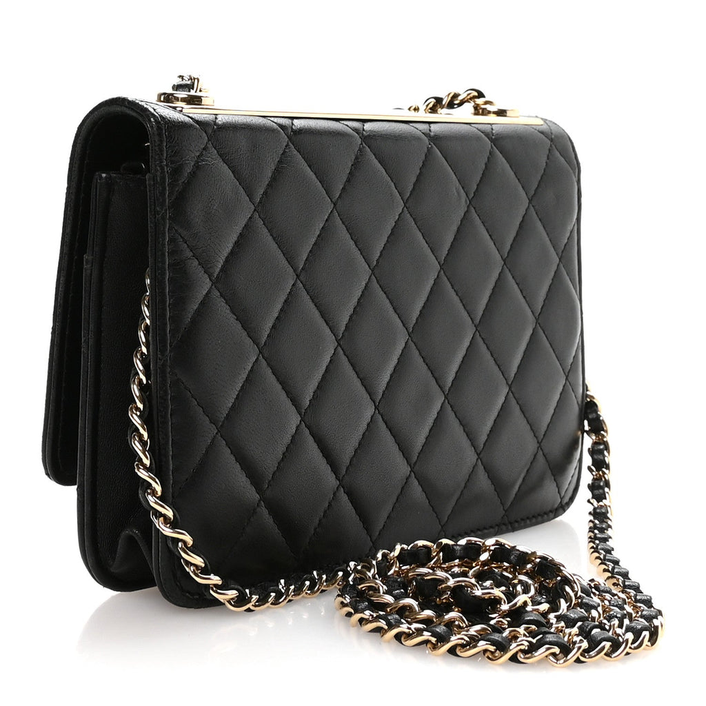 Chanel Lambskin Quilted Trendy CC Wallet On Chain WOC Black