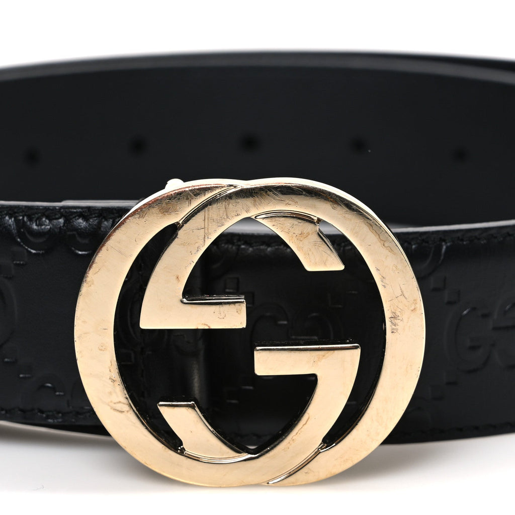 Gucci Calfskin Interlocking G 37mm Belt 85 34 Black