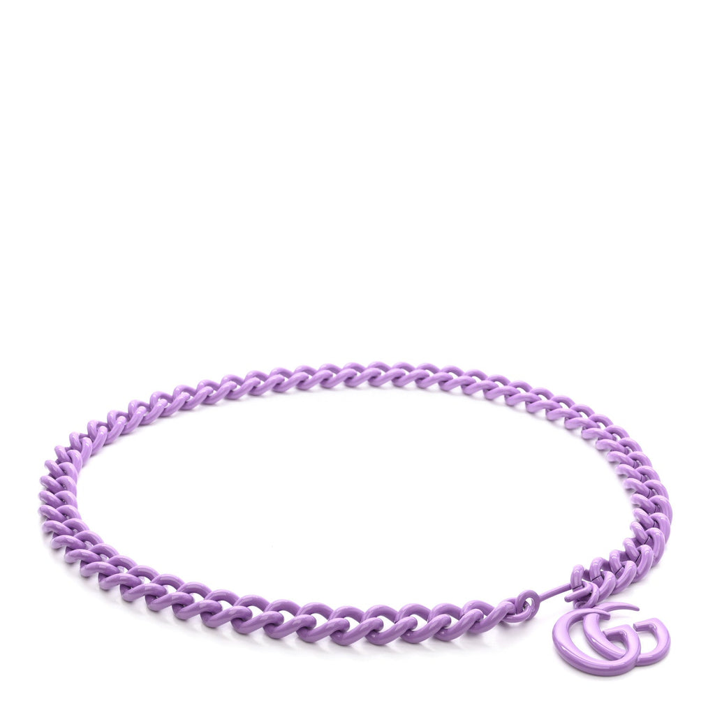 Gucci Varnished Metal GG Marmont Chain Belt Purple