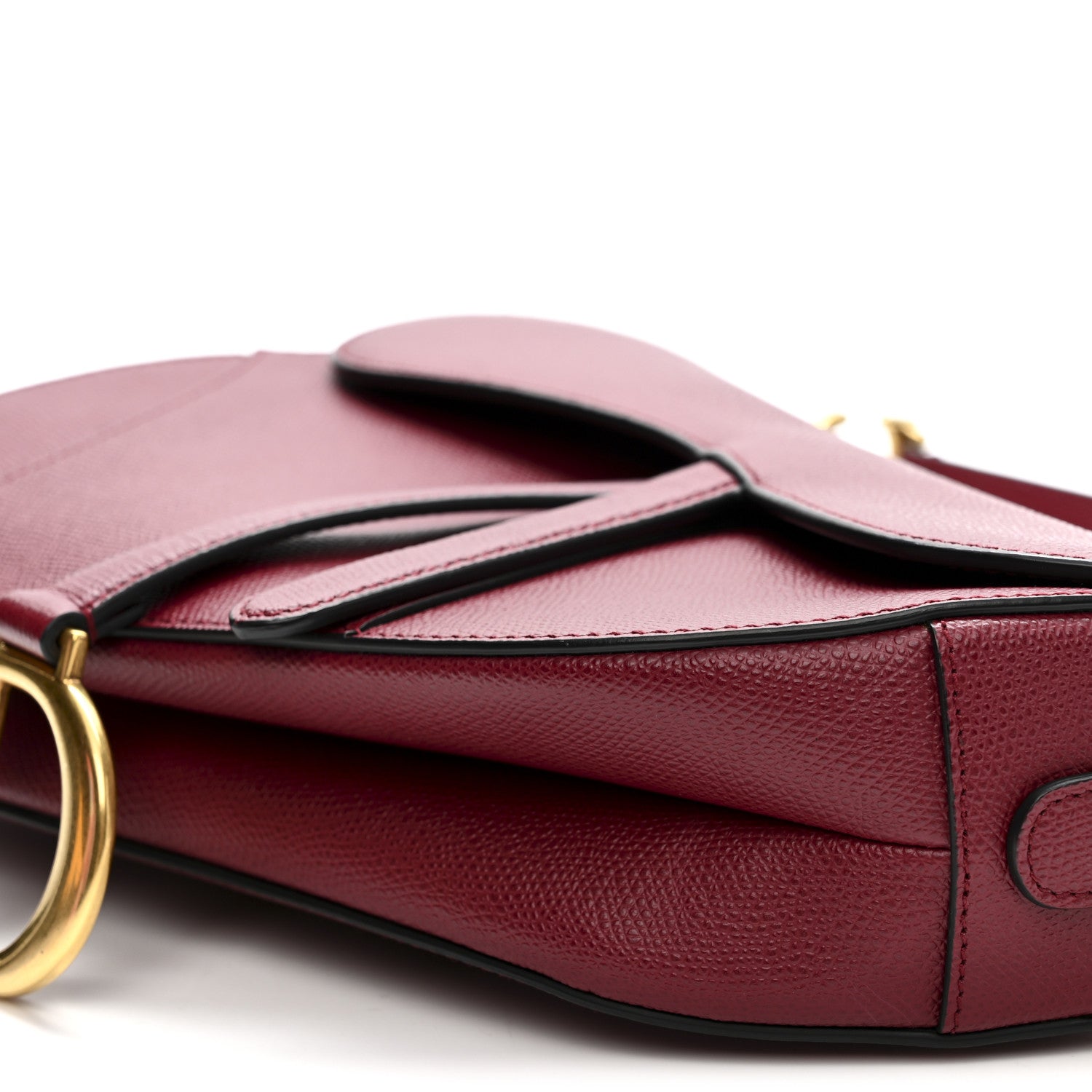 Christian Dior Grained Calfskin Saddle Bag Red