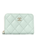 Caviar Quilted Zip Coin Purse Light Green