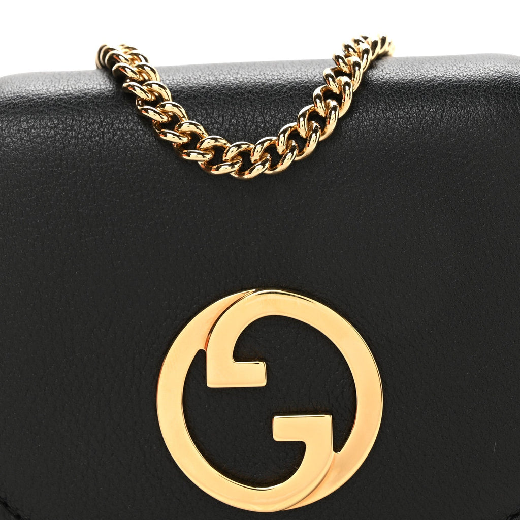 Gucci Roxy Calfskin Medium Blondie Chain Wallet Black