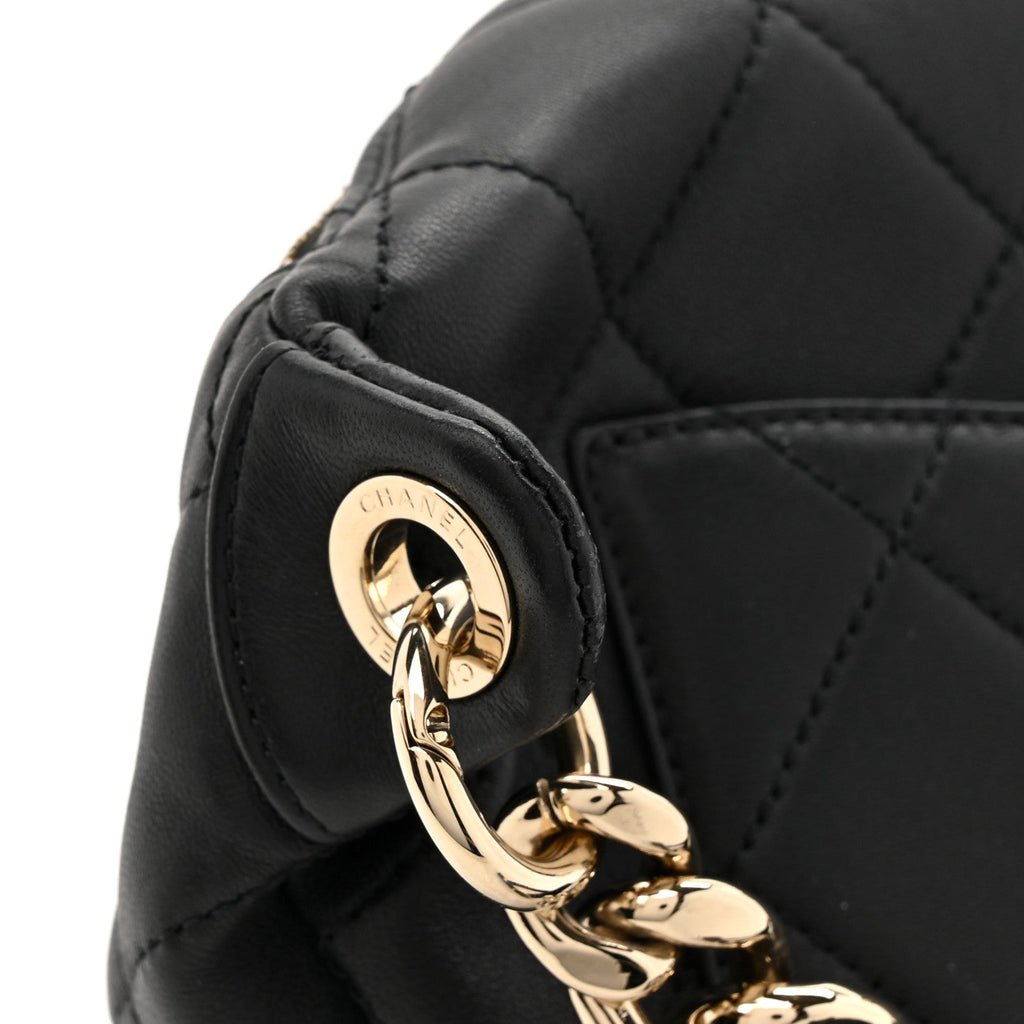 Chanel Lambskin Quilted Resin Bi-Color Waist Bag Fanny Pack Black