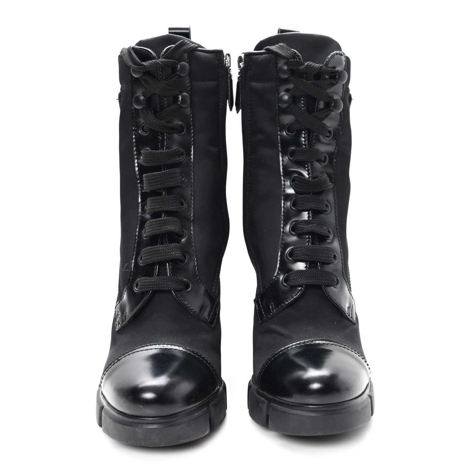 Prada Spazzolato Re-Nylon Metal Triangle Logo 110mm Ankle Boots 37 Black