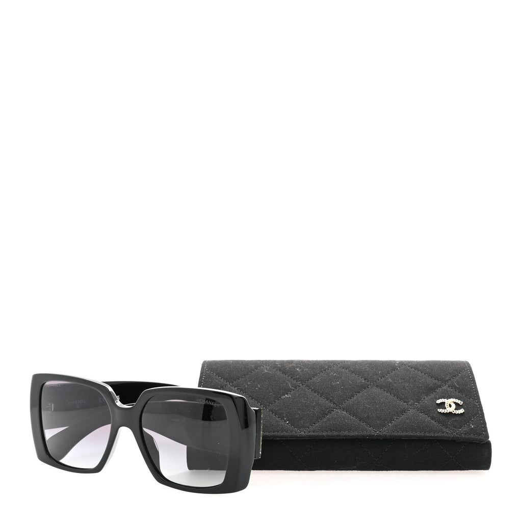 Acetate Rectangle Sunglasses 71551A Black Gold