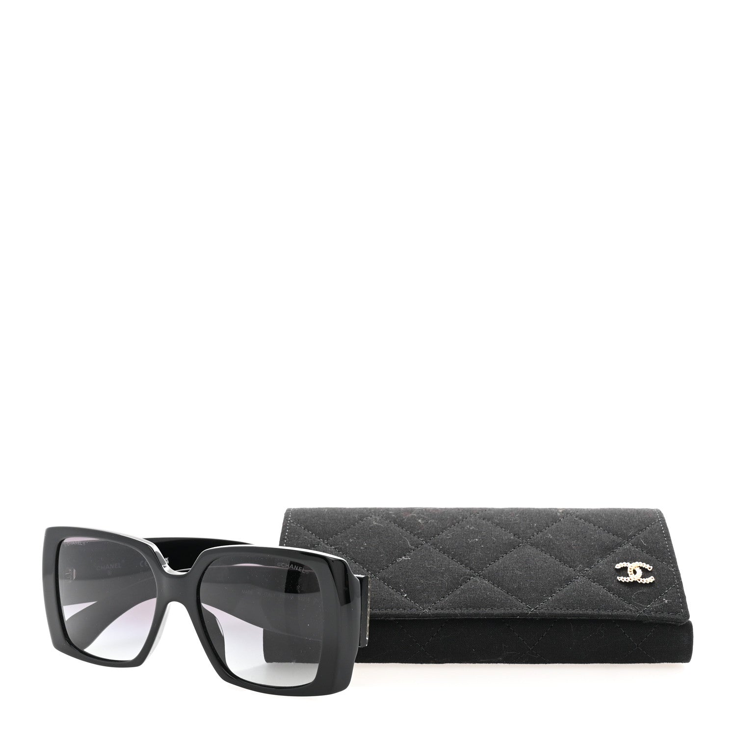 Acetate Rectangle Sunglasses 71551A Black Gold
