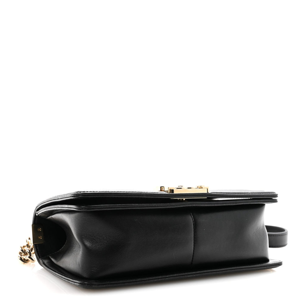 Chanel Lambskin Chain Quilted Medium Boy Flap Black