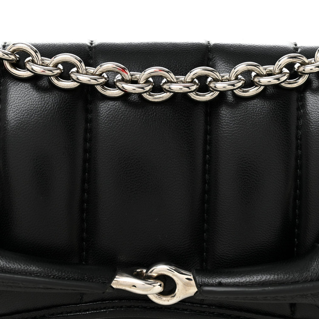 Gucci Nappa Vertical Matelasse Small Maxi Horsebit Chain Shoulder Bag Black