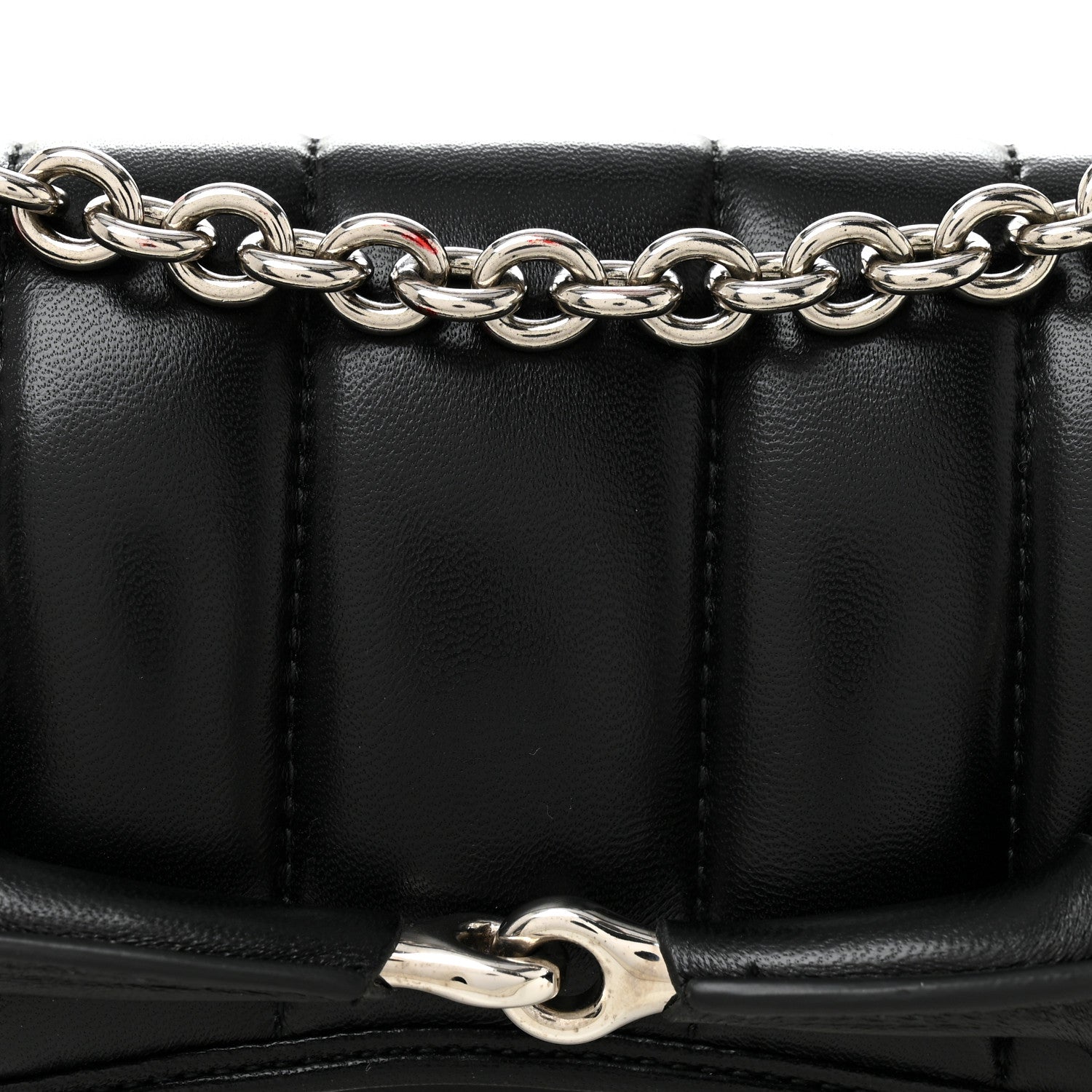 Gucci Nappa Vertical Matelasse Small Maxi Horsebit Chain Shoulder Bag Black