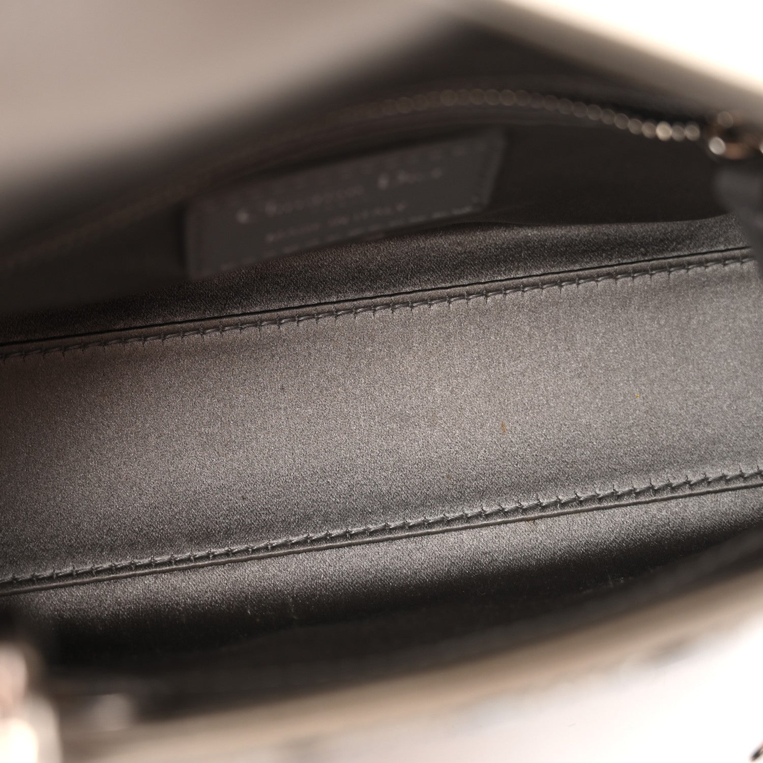 Christian Dior Satin Crystal Cannage Mini Lady Dior Gray