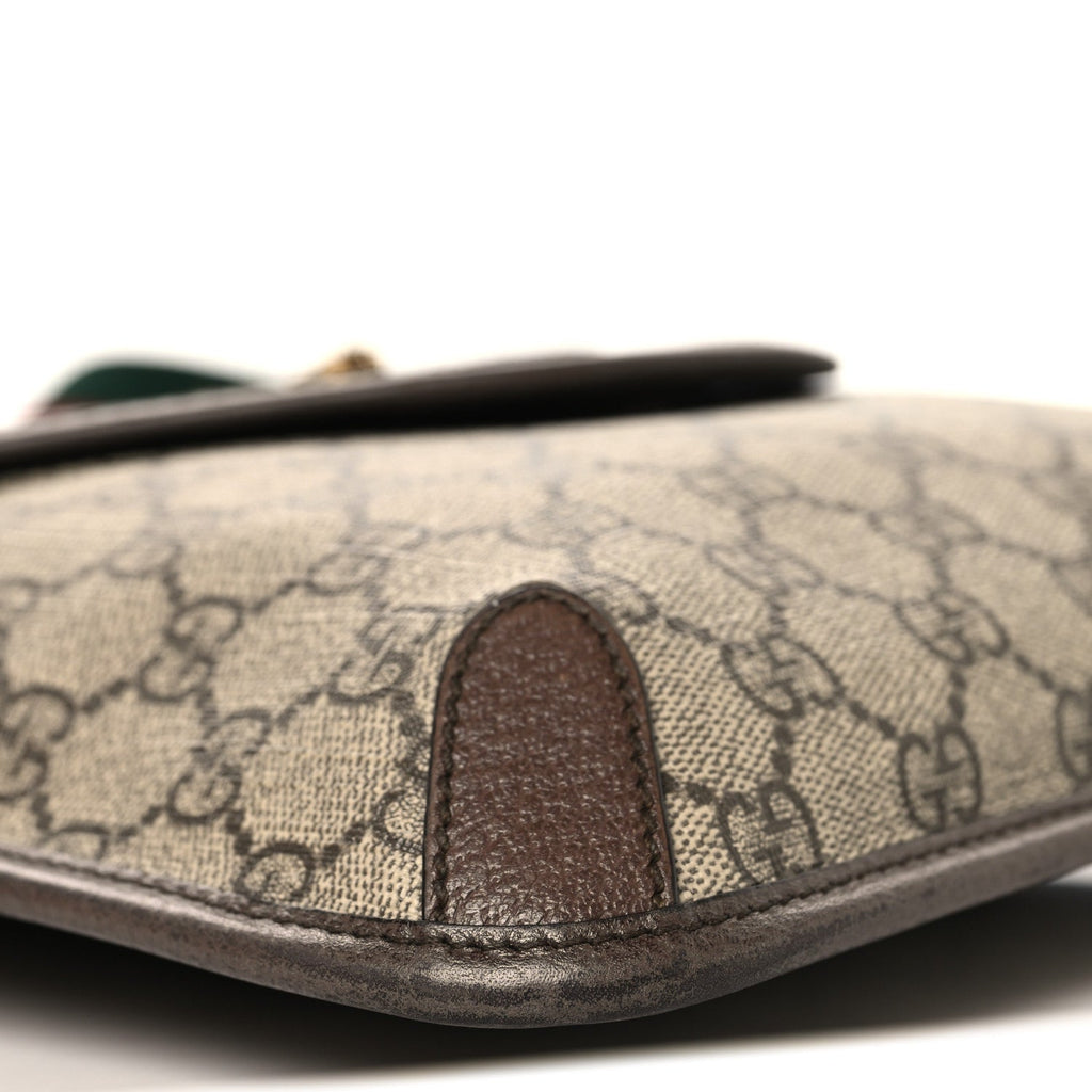 Gucci GG Supreme Monogram Web Medium Neo Vintage Flap Messenger Bag Beige New Acero
