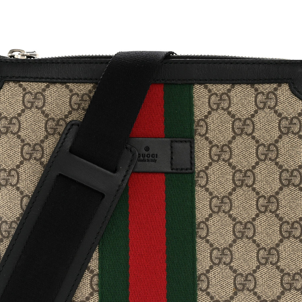 Gucci GG Supreme Monogram Web Messenger Bag Black