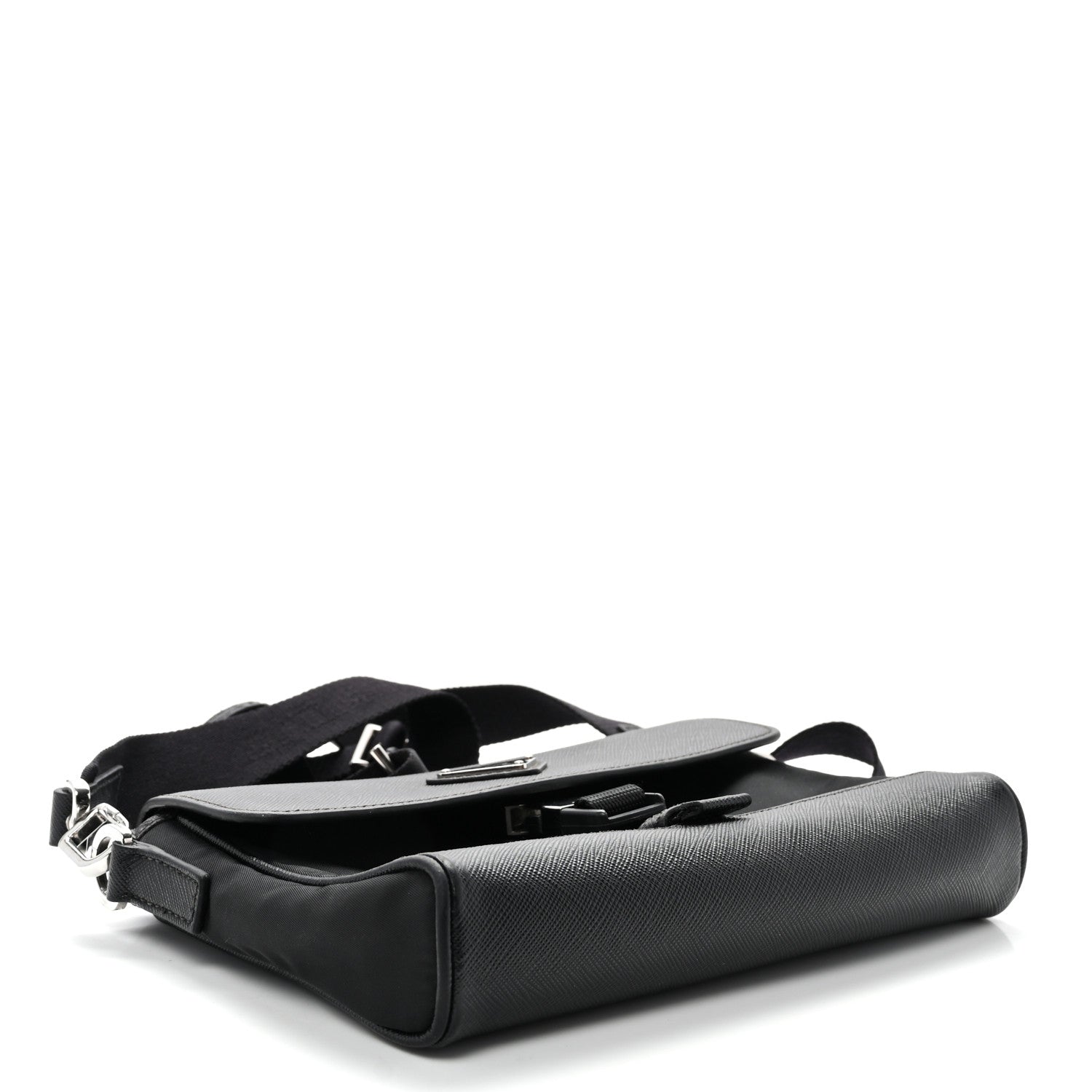 Prada Re-Nylon Saffiano Triangle Shoulder Bag Black