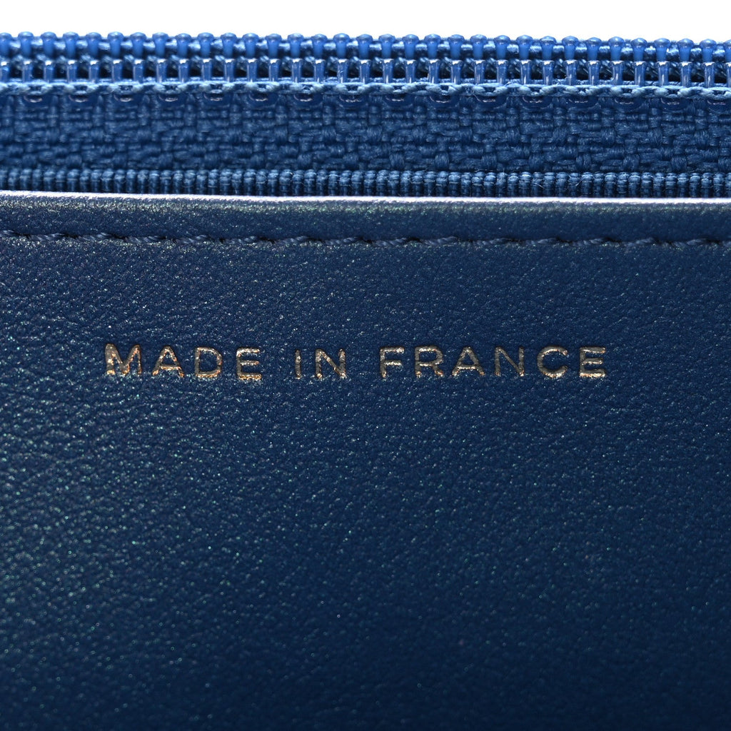 Chanel Iridescent Caviar Quilted Wallet on Chain WOC Dark Blue