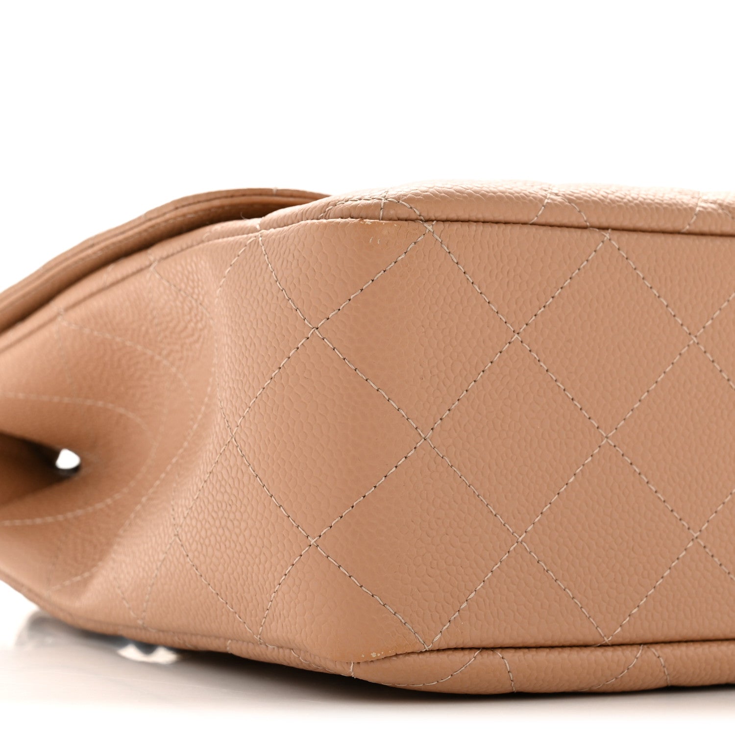Chanel Caviar Quilted Jumbo Single Flap Dark Beige